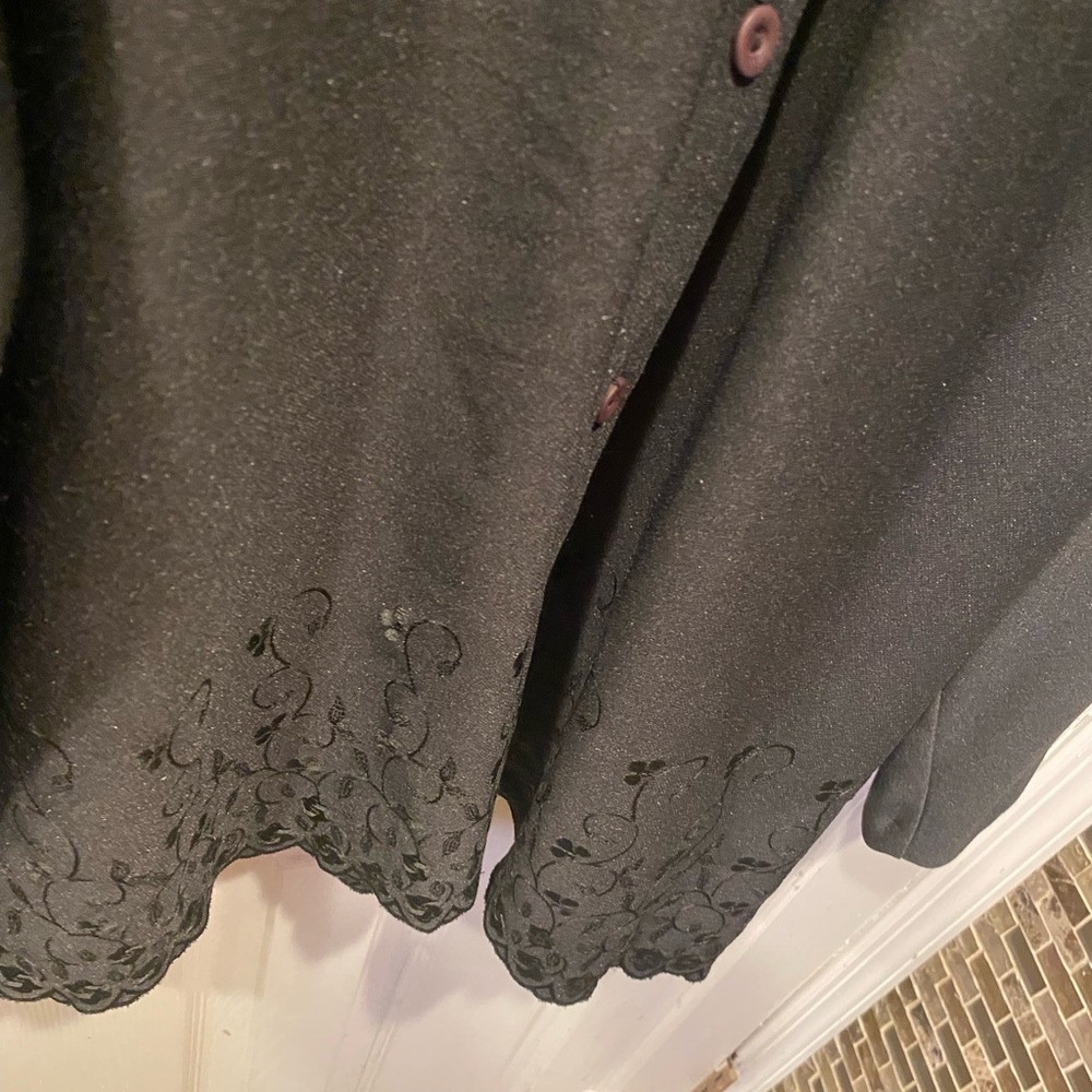 Vintage Button Down Blazer Patterned - Black Size 18 - Picture 4 of 4